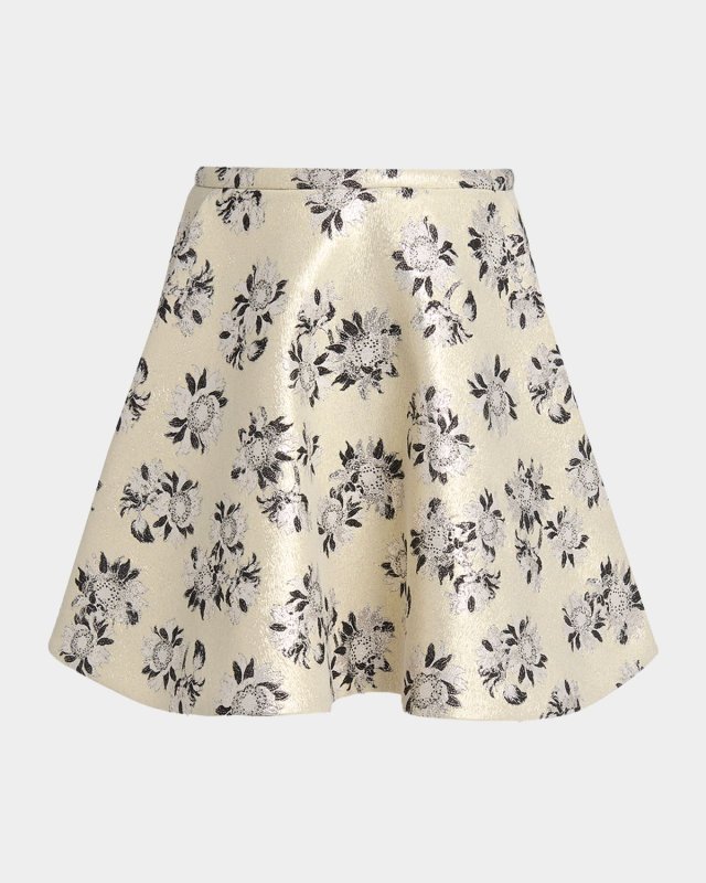 Floral Brocade Mini Skirt